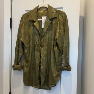 12th Tribe Olive Green Floral Top